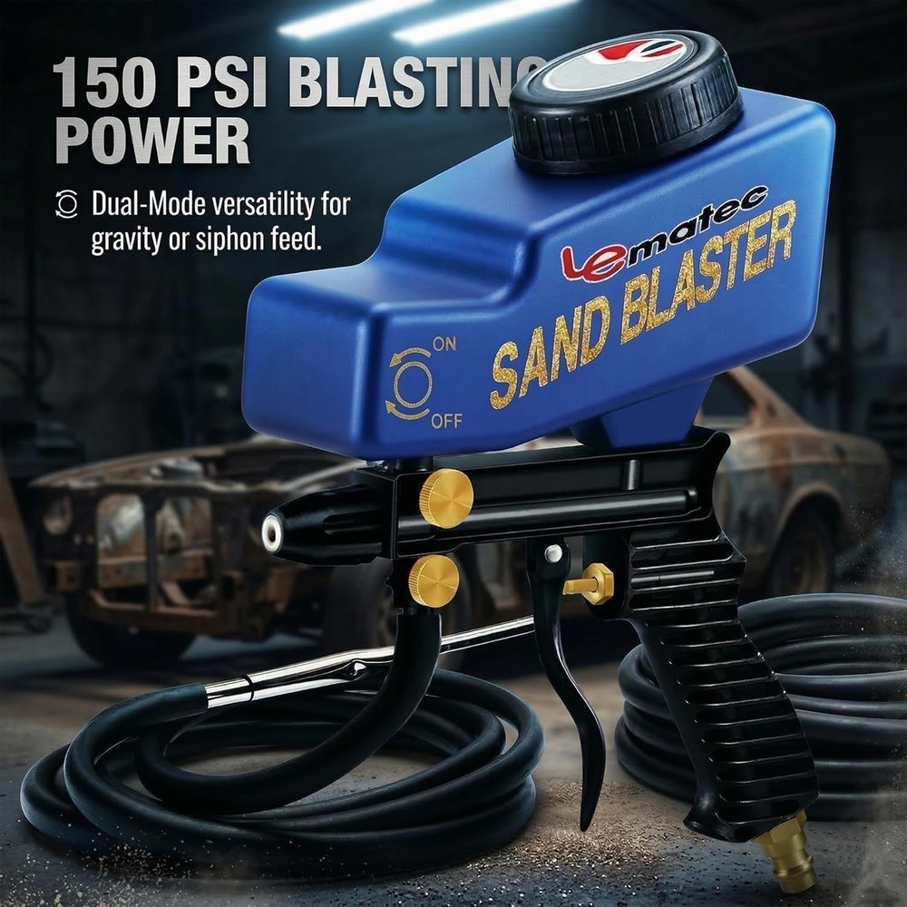 Sand Blaster Gun Kit – Portable Sandblaster for Air Compressor – Rust Removal...