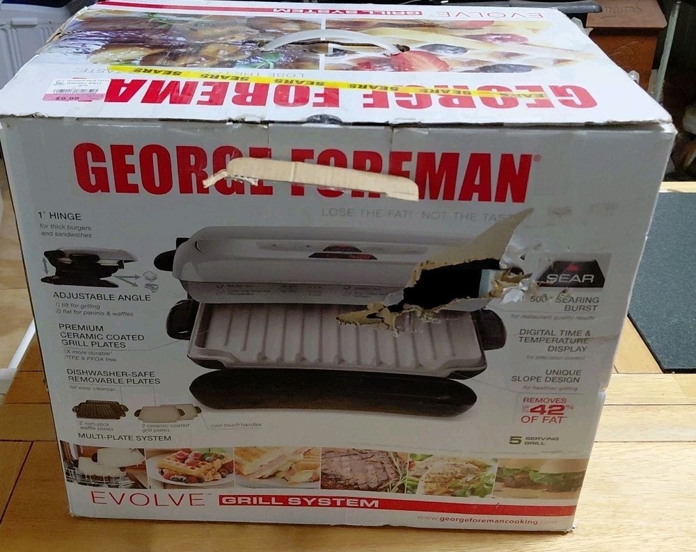 George Foreman Evolve Grill System Silver GRP4842P – Sear Timer, Clean, Tested