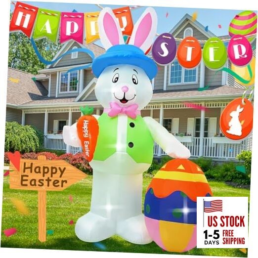 12FT Bunny Holding Egg Easter Inflatable Decoration 12FT rabbit holding eggs