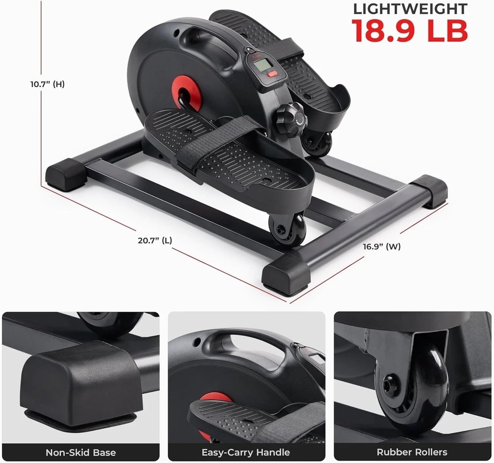 Sit and Pedal Mini Elliptical - Bluetooth Enabled, Adjustable, Safe for Seniors