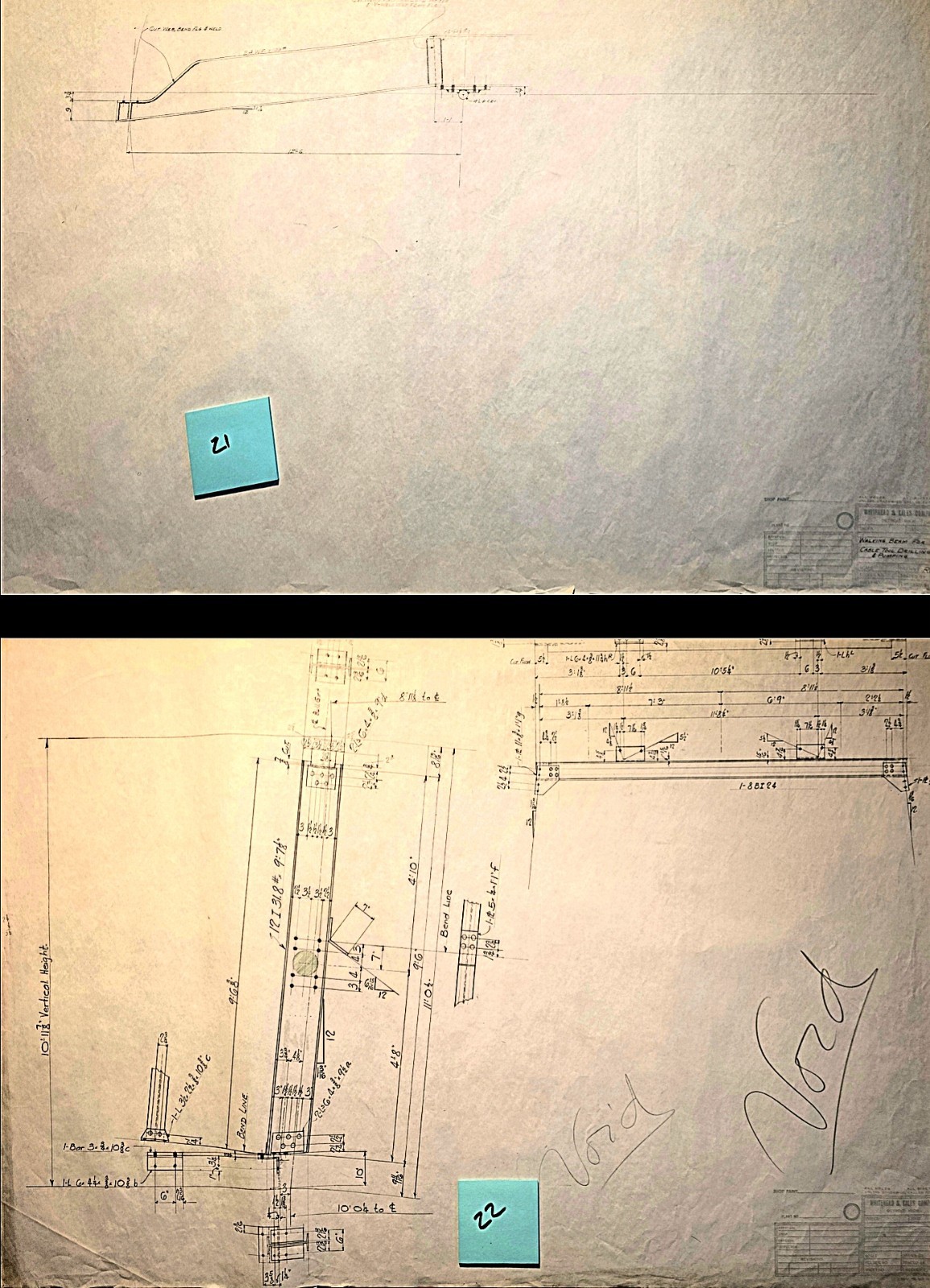 Original 1930's Industrial OIL DERRICK Technical drawings, Diazo/Blueprint LOT