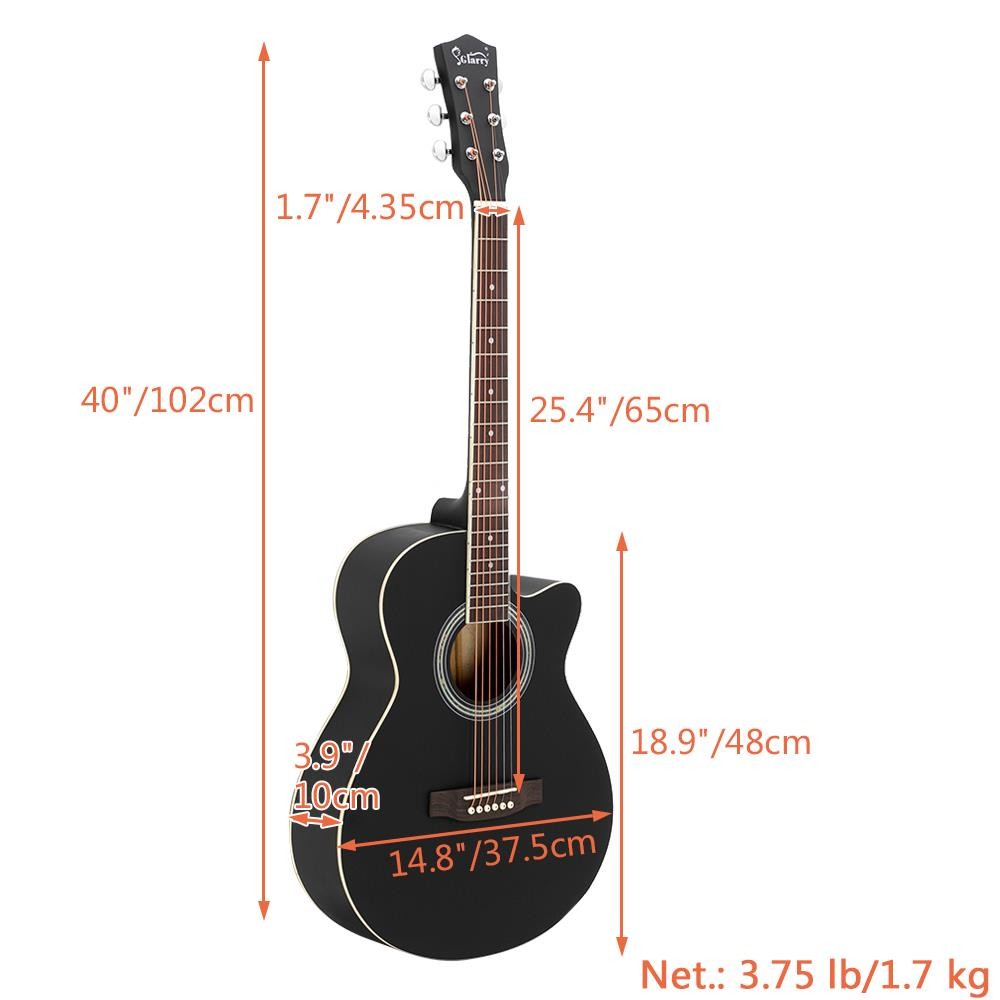 Glarry 40" Cutaway Folk Guitar Bundle with Beginner Kit
