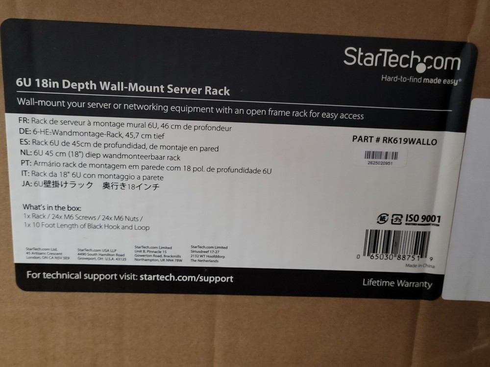 StarTech 6U 22in Depth Hinged Open Frame Wall Mount Server Rack