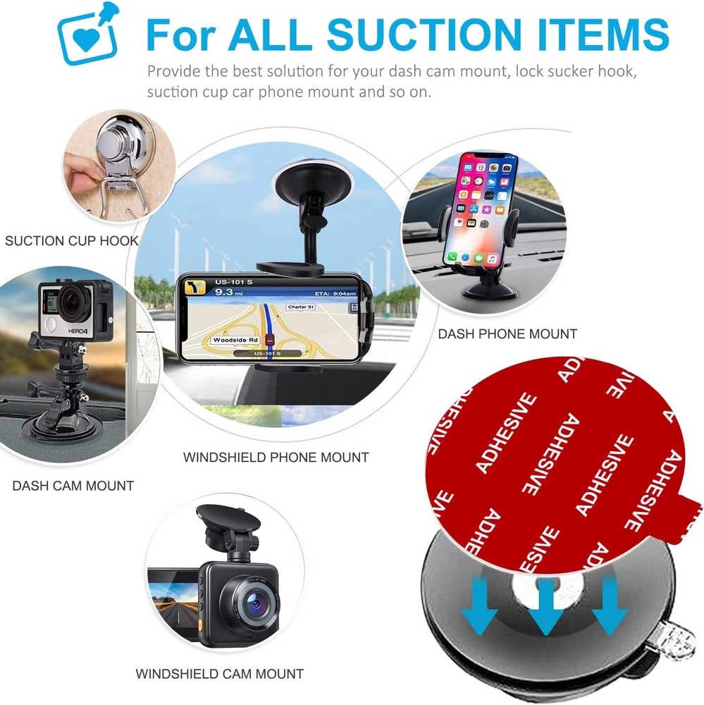 6pcs Double-Sided Adhesive Pads for Windshield Camera Mounts - Strong & Durable