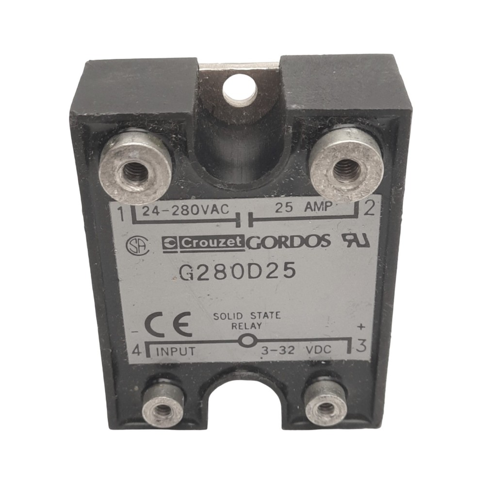 Gordos G280D25 Solid State Relay, SPST-NO, 24-280VAC 25A Max, 3-32VDC Input