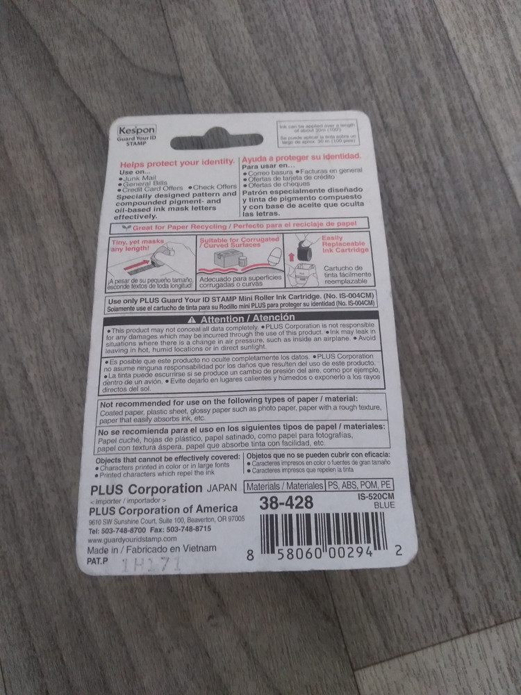 Kespon Guard Your ID Stamp Mini Roller NEW