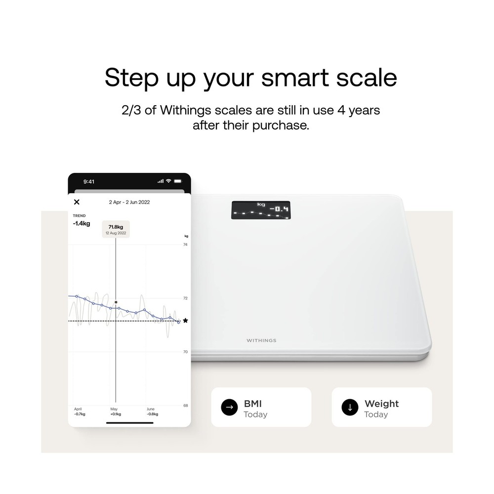 Withings Body - Digital Wi-Fi Smart Scale with Automatic Smartphone App Sync,...