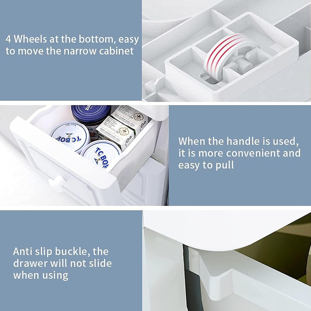 Super Light Weight Slim Plastic Bathroom Storage, Self-Assembling Organizer 5 Ti