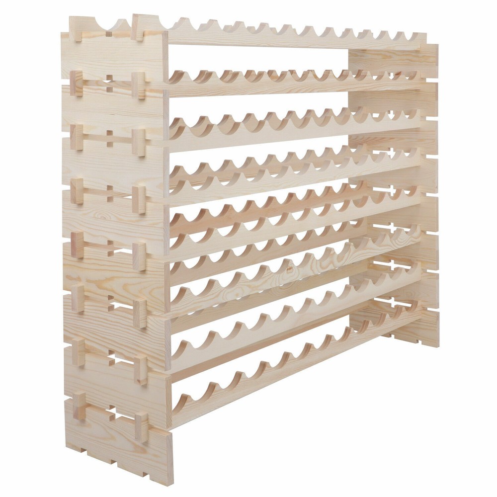 2PCS 96 Bottles Holder Wine Rack Stackable Storage 8 Tier Solid Wood Display