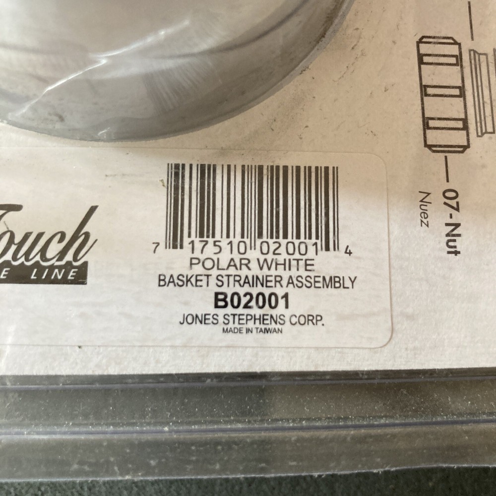 Jones Stephens B02001 Polar White Basket Strainer Assembly