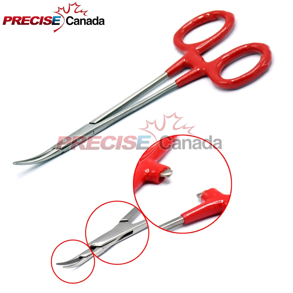 Mosquito Hemostats Forceps (Curved) Surgical Instruments,Red Dip Handle 5"