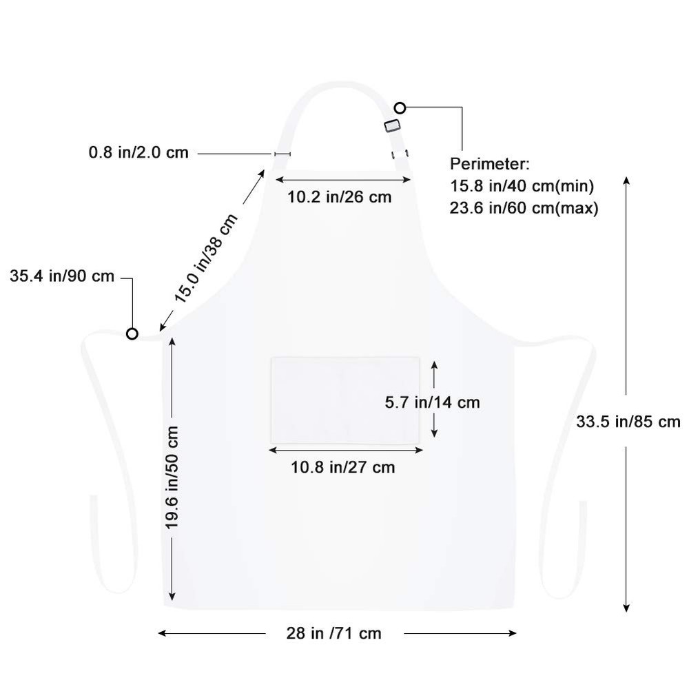 2 Pack 100 Cotton Aprons 2 Pockets Kitchen Adjustable Bib White