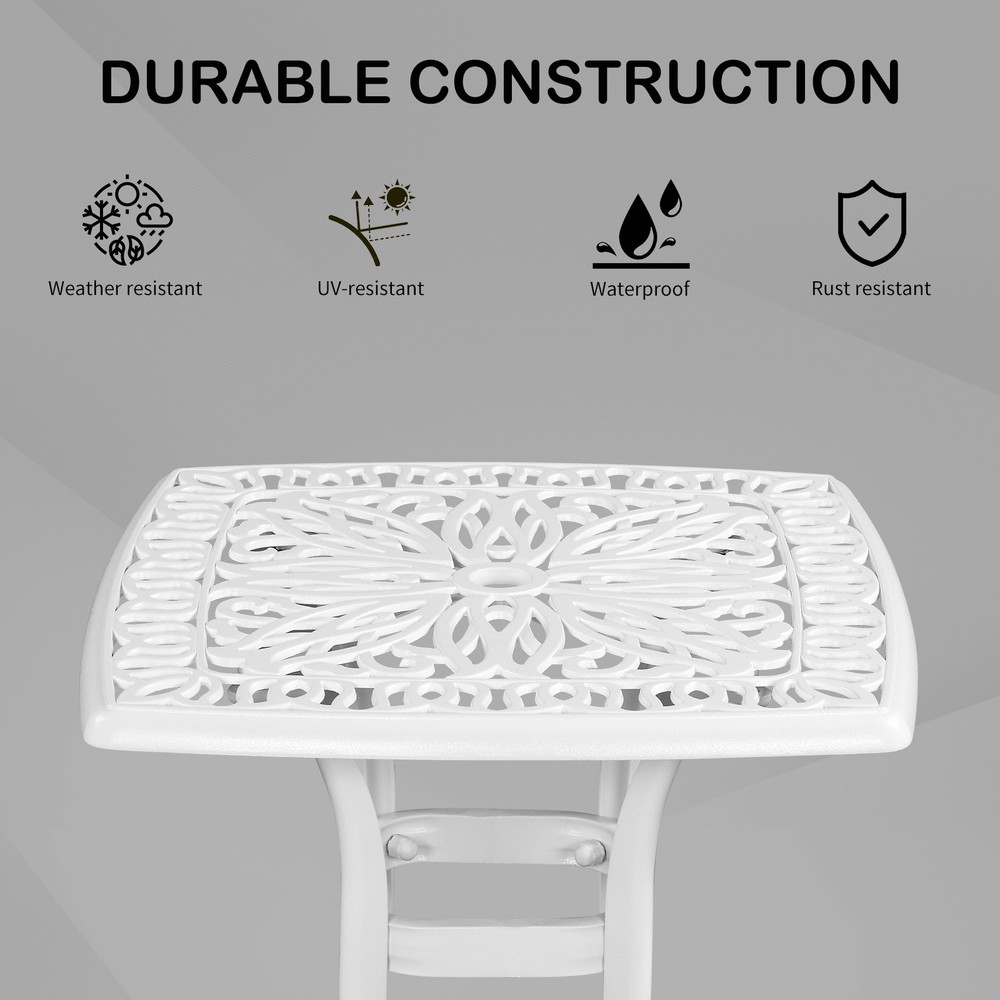 Outdoor Cast Aluminum Square Table, End Table or Side Table