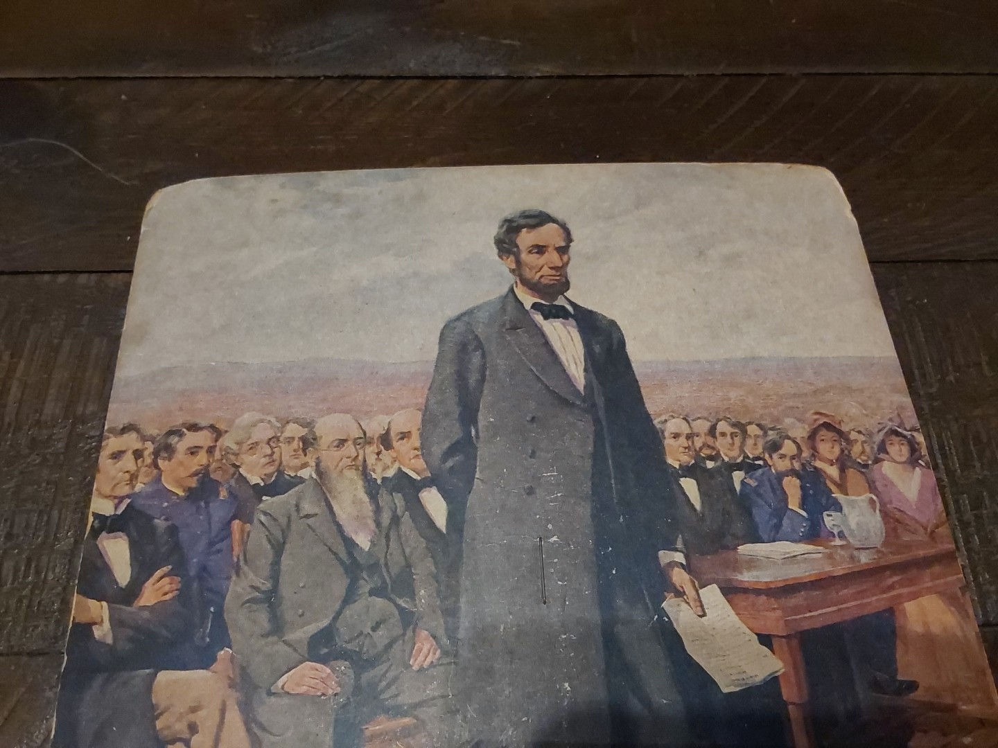 1900s Warwick RI Hand Fan Johnson & Dennegan Confectionery Lincoln at Gettysburg