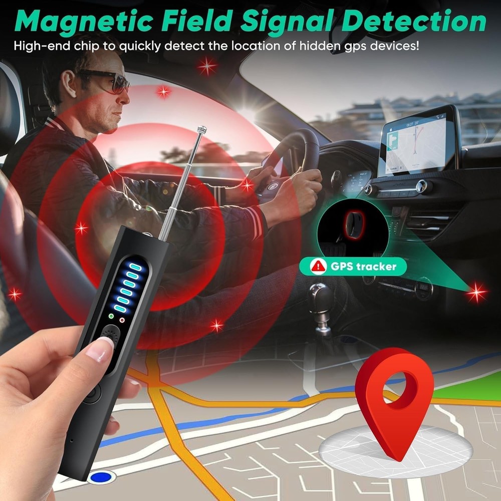 Hidden Camera Bug Detector AntiSpy Finder GPS Tracking Device Hotel Black