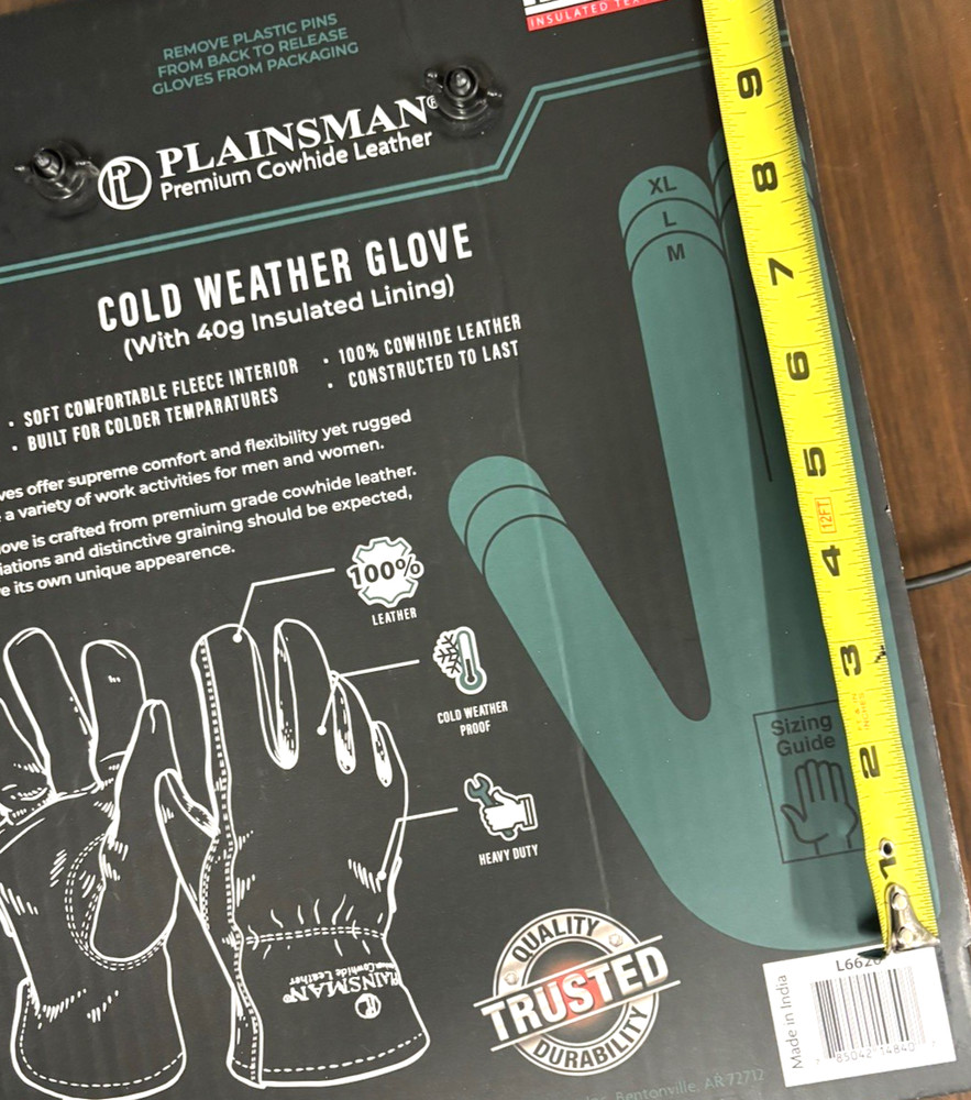PLAINSMAN PREMIUM COWHIDE LEATHER GLOVES 2 PACK SIZE MEDIUM