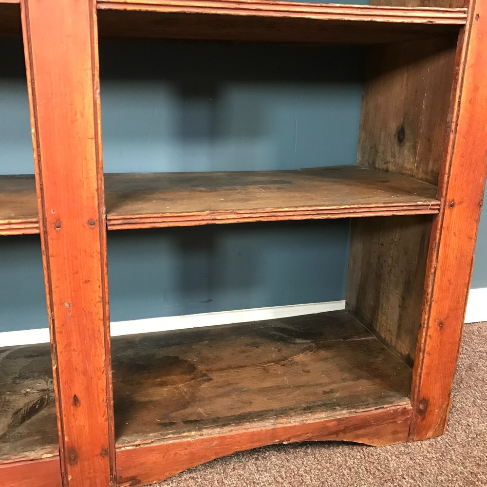 Primitive Country Open Face Pine Red Washed Sideboard