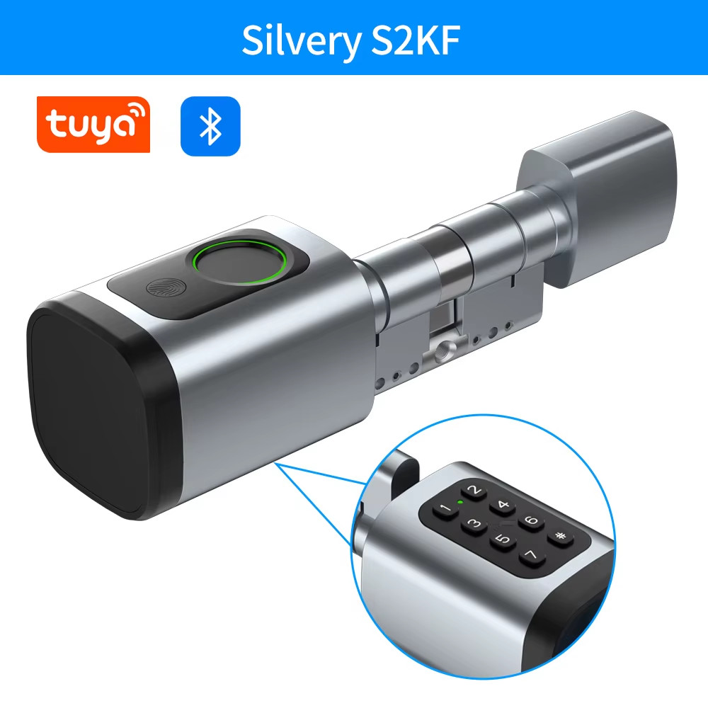 Tuya APP Fingerprint Cylinder Smart Door Lock Electronic Digital RFID Keypad Cod