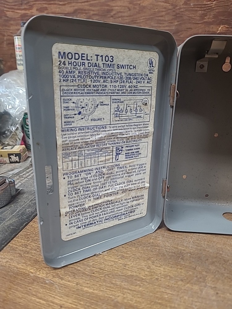 Intermatic Timer Time Switch EMPTY Enclosure Panel Box