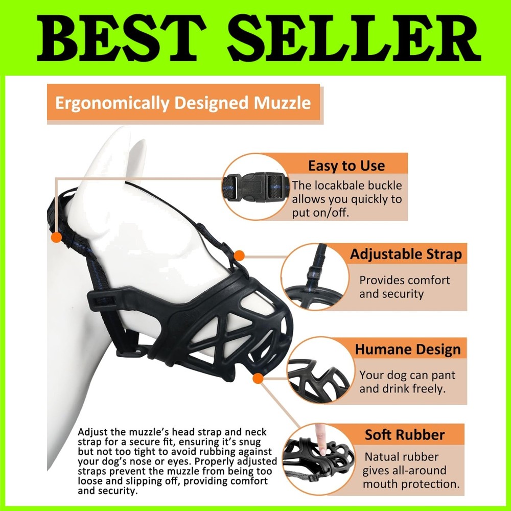 Adjustable Dog Muzzle for Large Breed Dogs, Safe & Secure