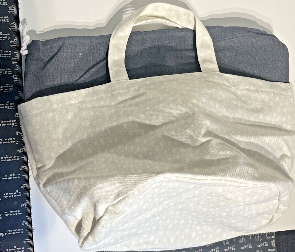 Draw String Basket Canvas Cream/White Dots