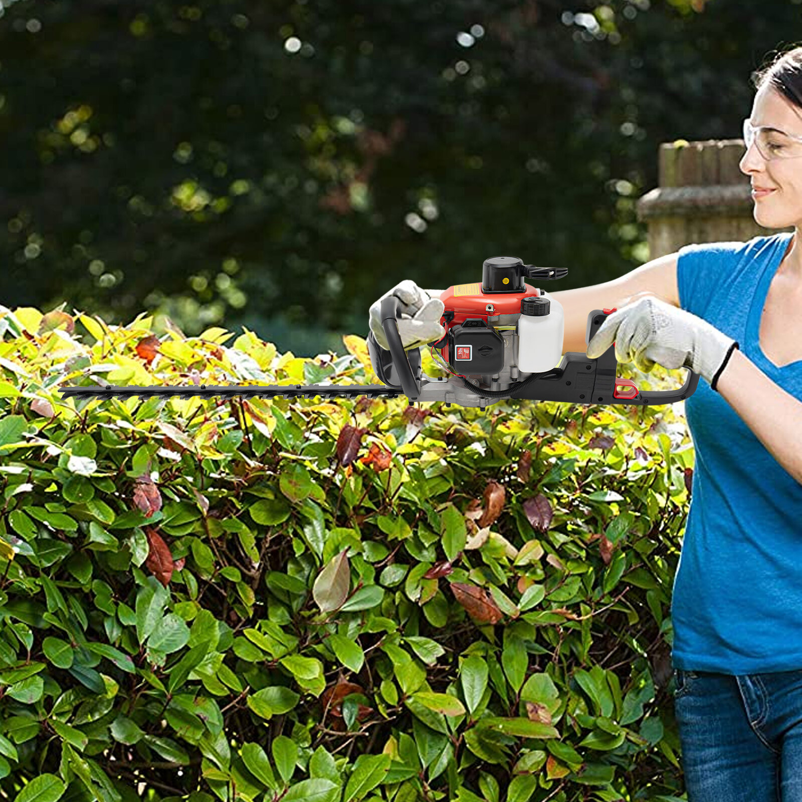 Gas Hedge Trimmer 22.5cc 2 Stroke Gas Powered Dual Sided Hedge Trimmer 650w