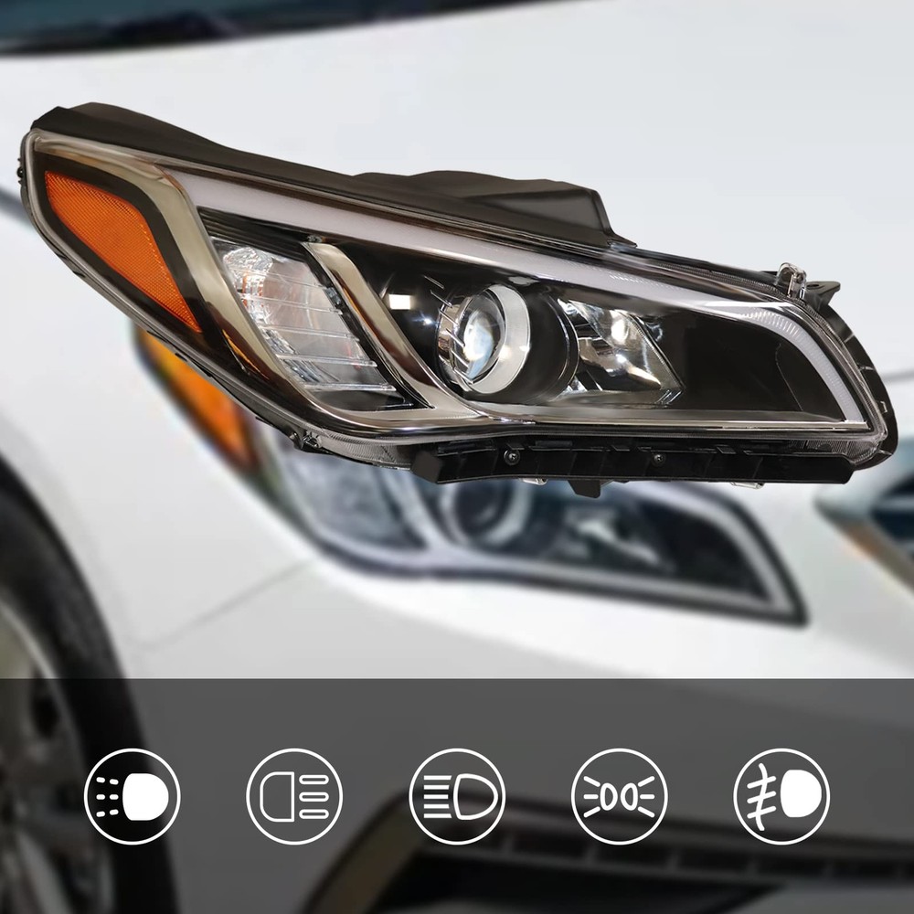 Sonata 2015-2017 Right Halogen Headlight Assembly 92102C2000 Replacement