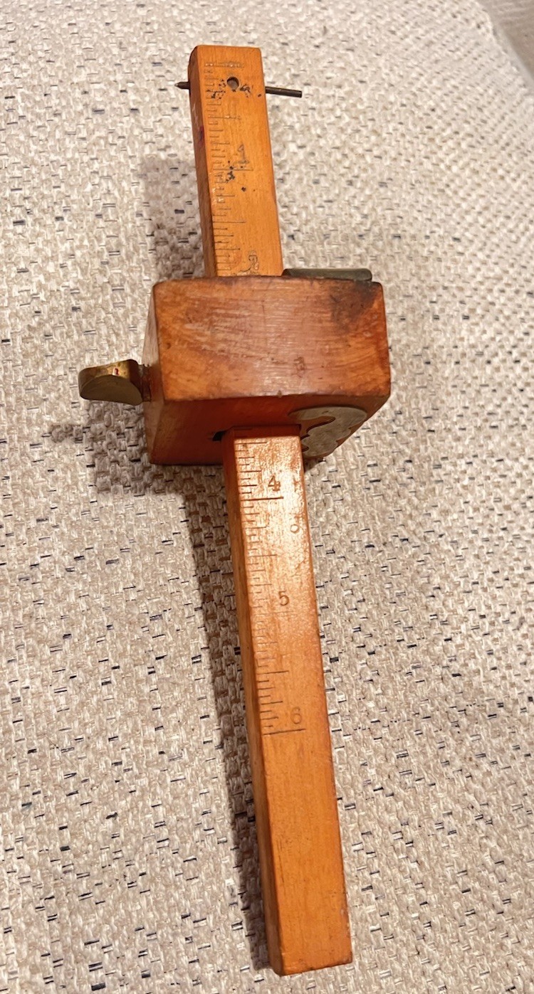 Antique Wooden Marking Gauge Mortise Marking Gauge Brass Patent Jan 12 1886