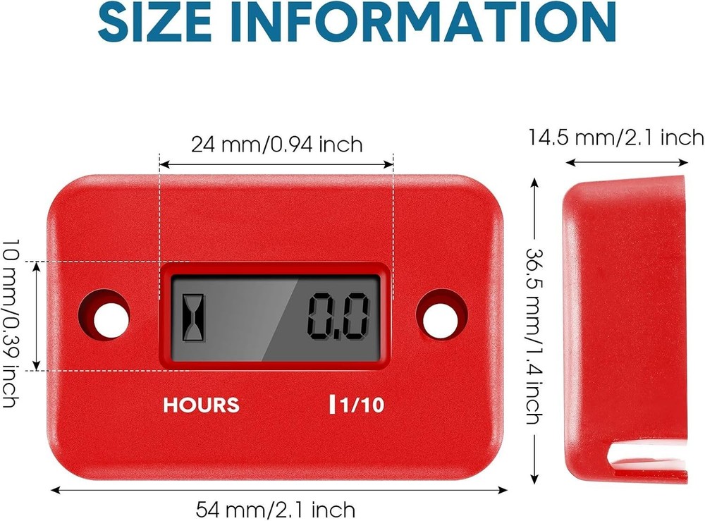4 Pieces Hour Meters for Small Engines Inductive Digital Engine Meter Automatic