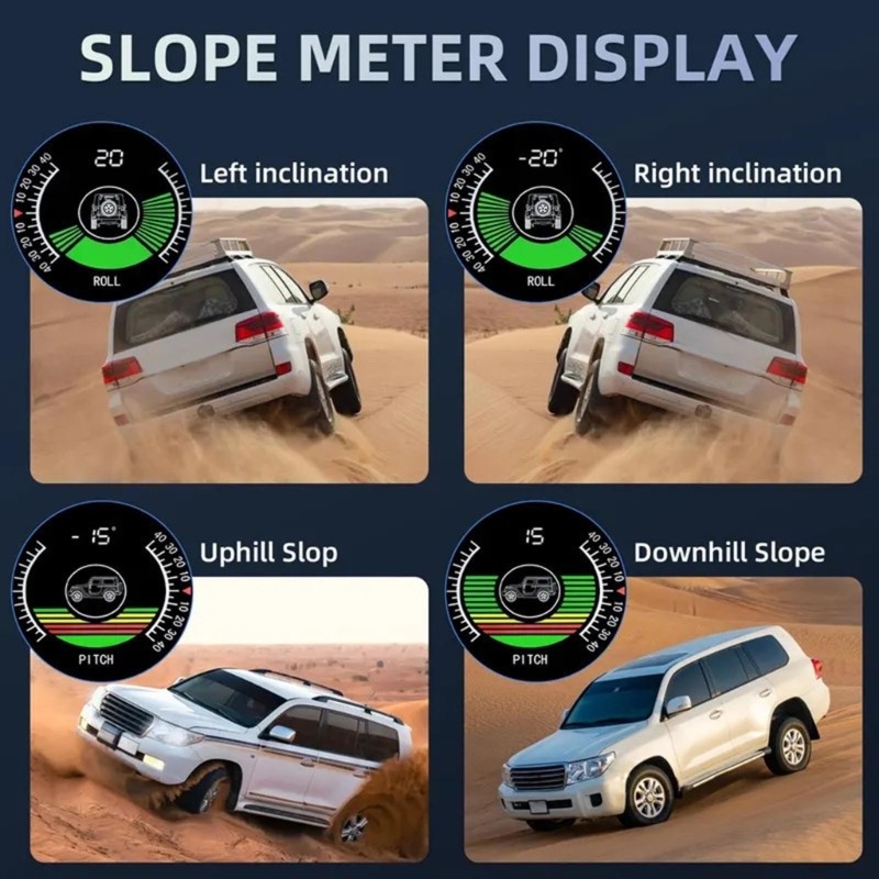 Vehicle Heads Up Display Featuring Real Time Slope Angle