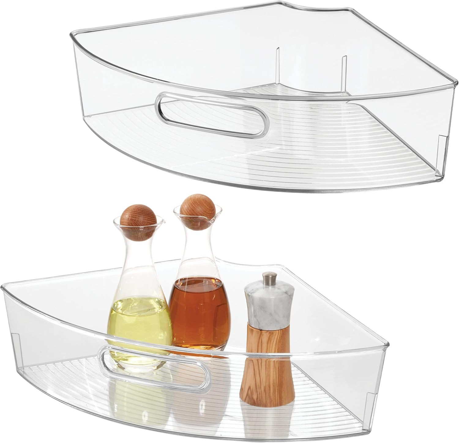 Clear Plastic 1/4 Wedge Bin for Corner Lazy Susan Cabinet, Kitchen Cabinet Organ