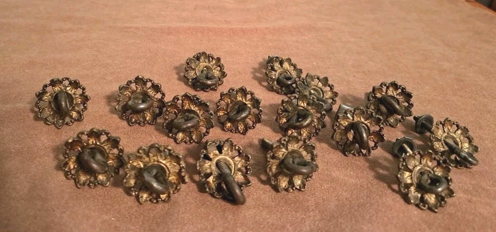 Brass Flower Drawer Pulls Lot Vintage