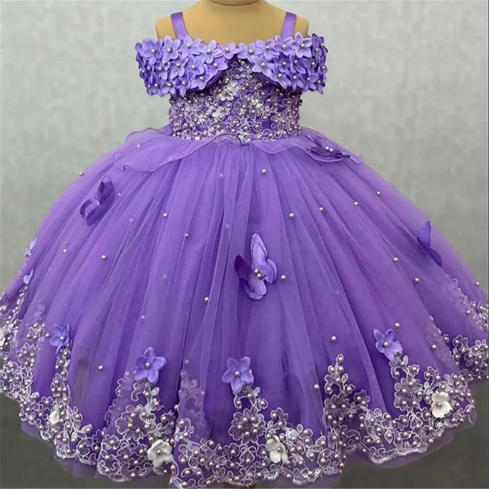Pink Wedding Flower Girl Dresses 2025 Little Girls Birthday Party Gown