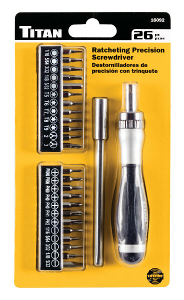 Titan 16092 26pc Ratcheting Precision Screwdriver & Bit Set