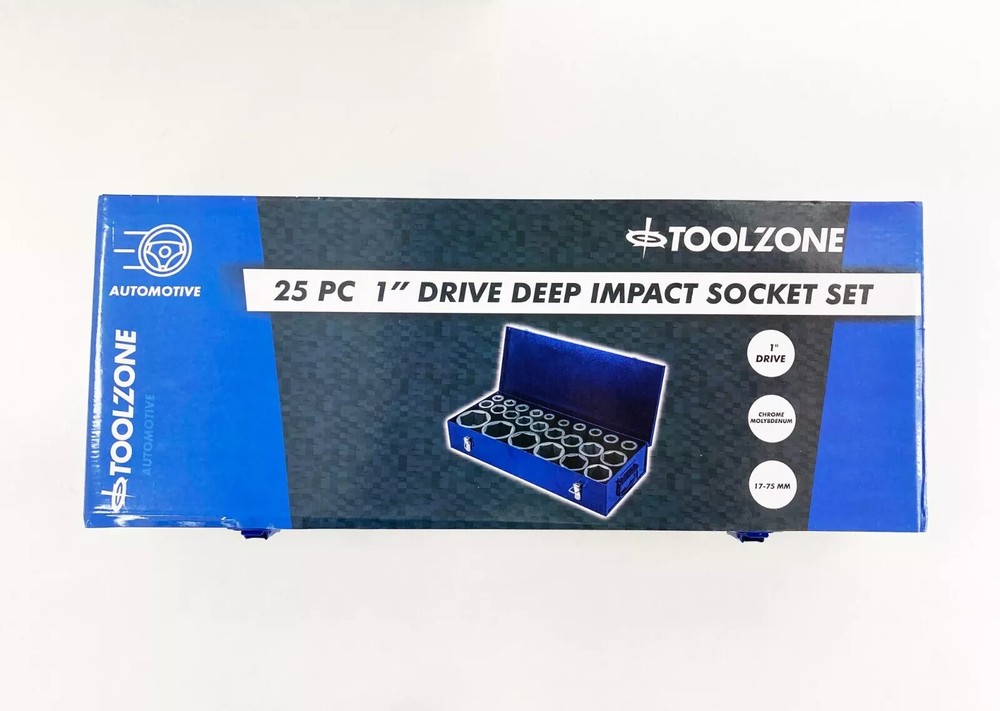 1" Deep Impact Socket Set Sockets from 17mm - 75mm Jumbo Socket Set 25 Piece