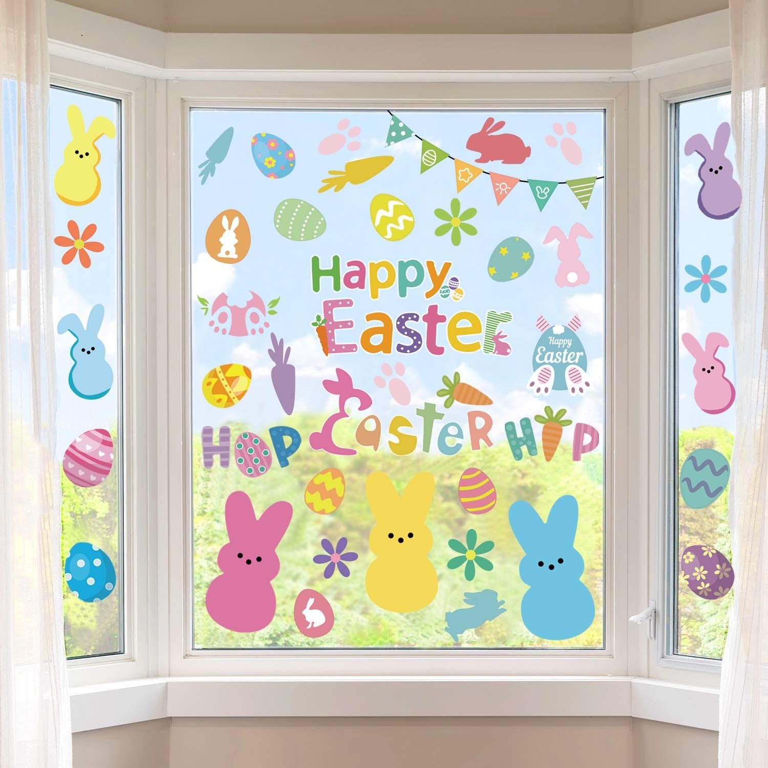 9 Sheet Easter Window Clings Decorations, Decorations for Glass