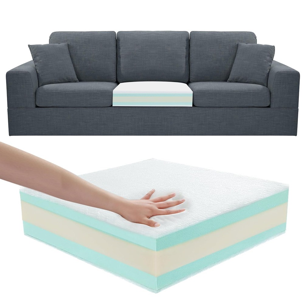 Extra Thick 5 Layer Couch Cushion Replacement 24"x27"x6 25D Foam & Cover