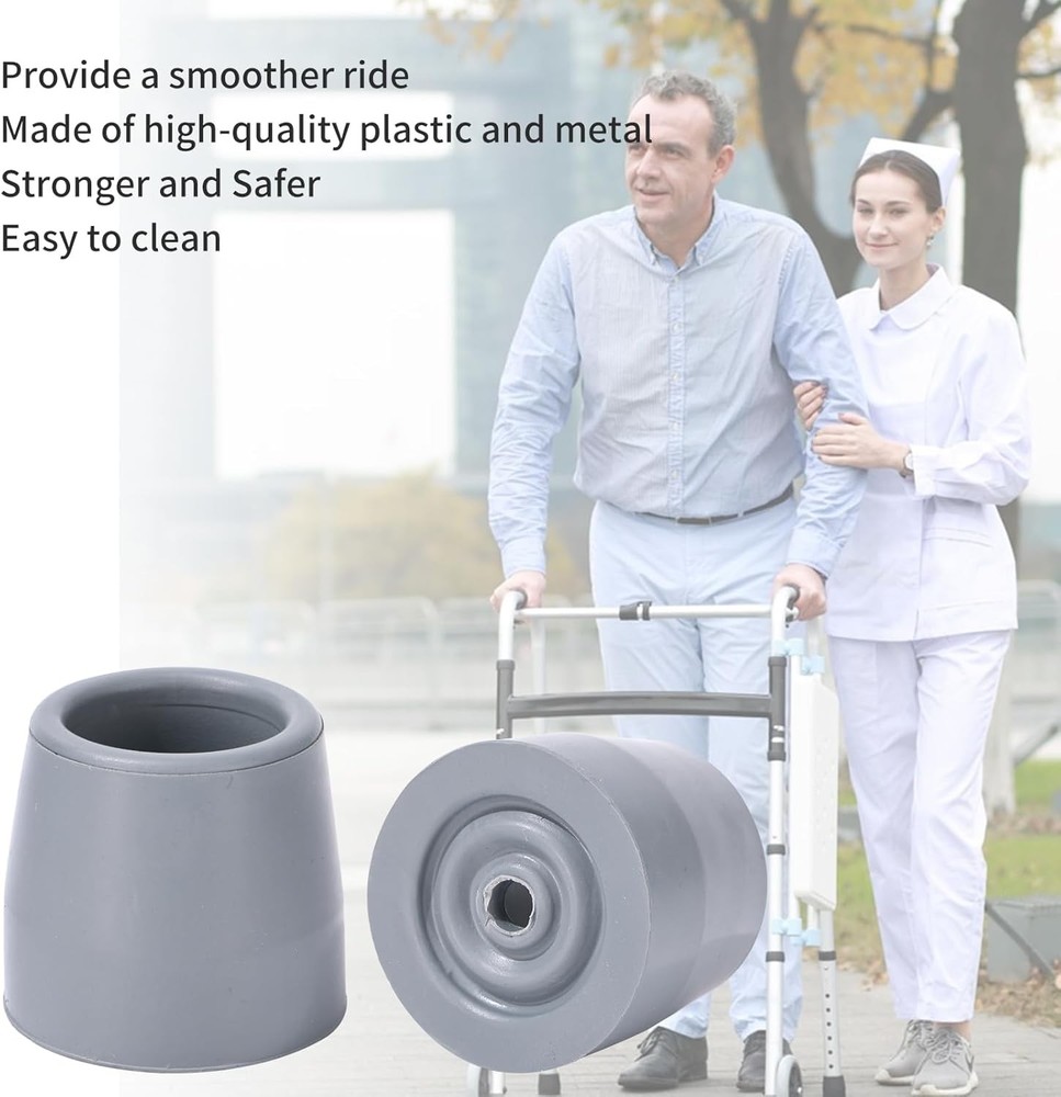 Replacement Walker/Commode Tips, Gray, 1 1/8"