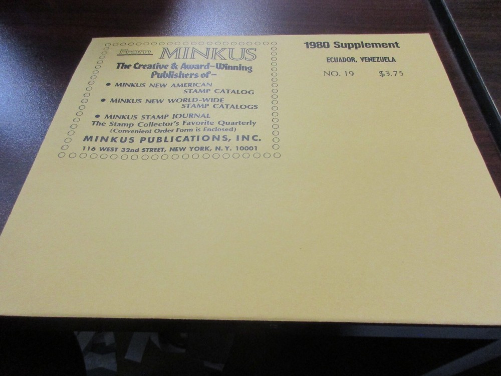 "MINKUS" 1980  SUPPLEMENT ECUADOR, VENEZUELA   #19  W/FREE SHIPPING!!!