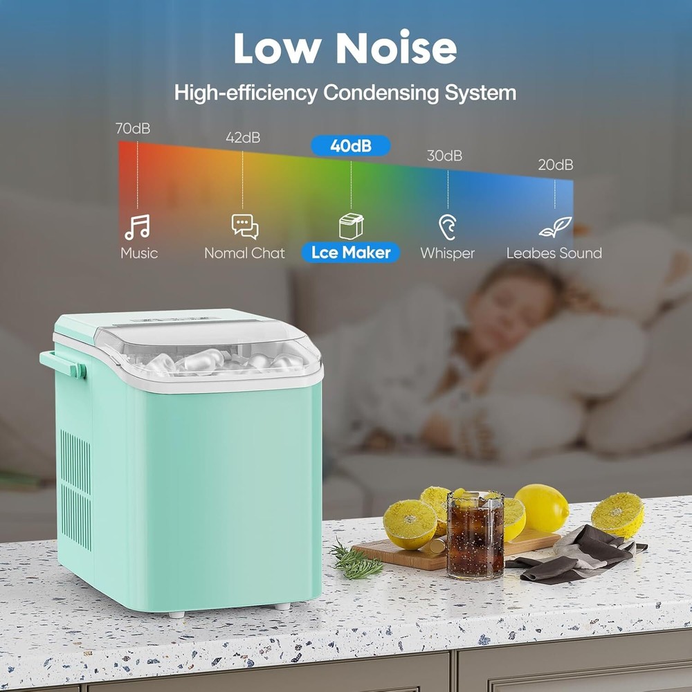 Portable Ice Makers Countertop w/ Self-cleaning Function Ready 9 Cubes in 6 Mins