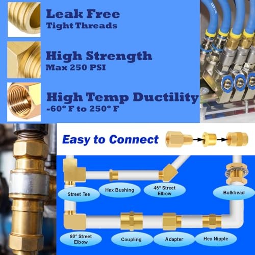 2 Pcs Brass Pipe Plug, 1/8" Male NPT Fully Threaded with Hex Socket Head,