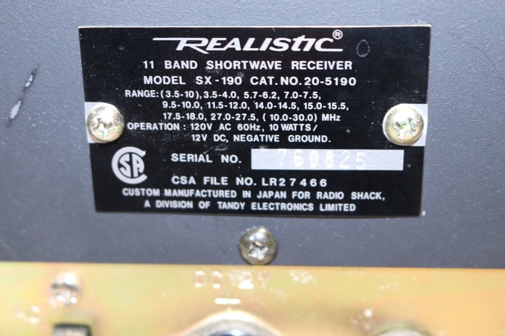 w/VIDEO - REALISTIC - MODEL SX-190 - BASE STATION SHORTWAVE RECEIVER - WORKING