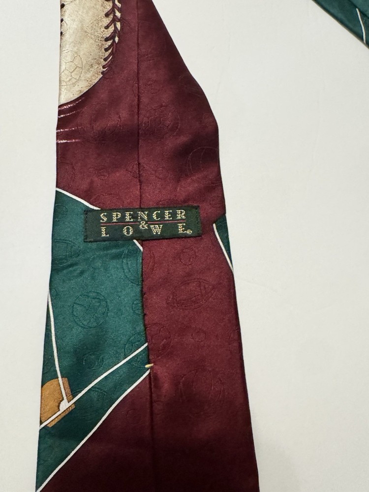 Spence & Lowe 100% Silk Necktie Baseball Themed