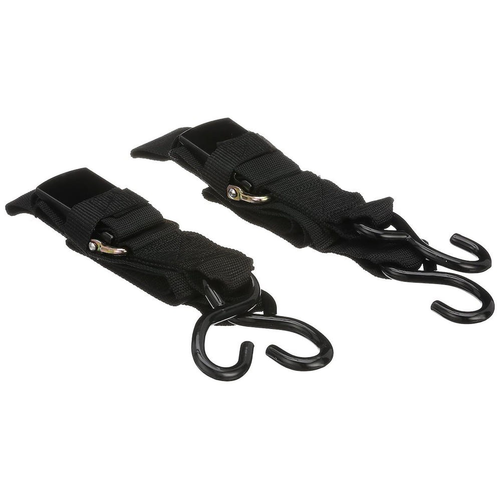 Set of 2 Hook/Loop Closure 4'x2" Black Boat Transom Tie Down Strap