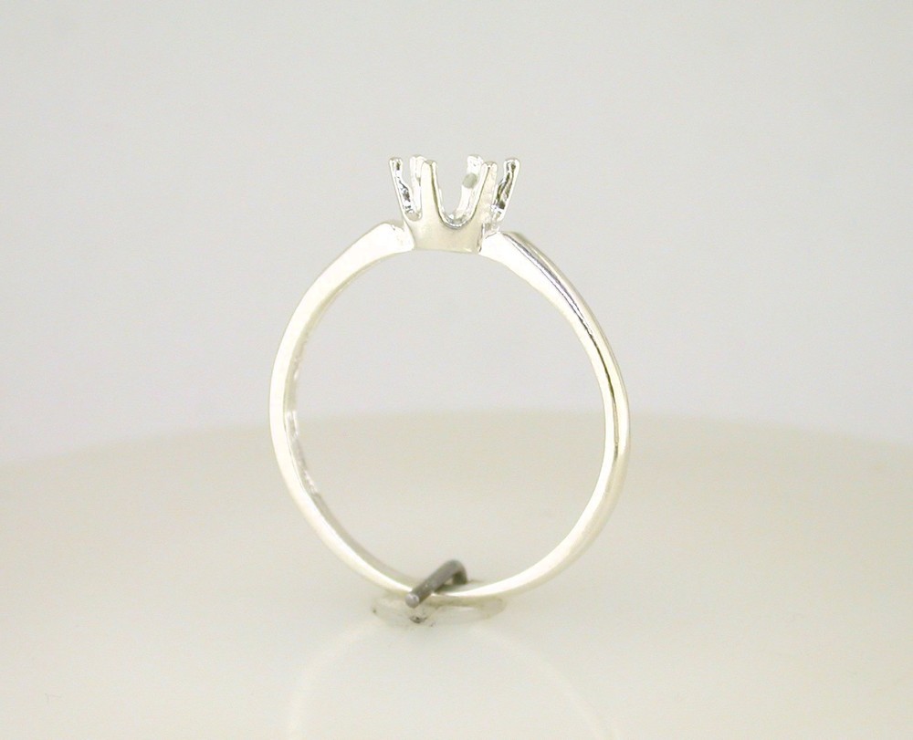 Round Solitaire Ring Setting Sterling Silver