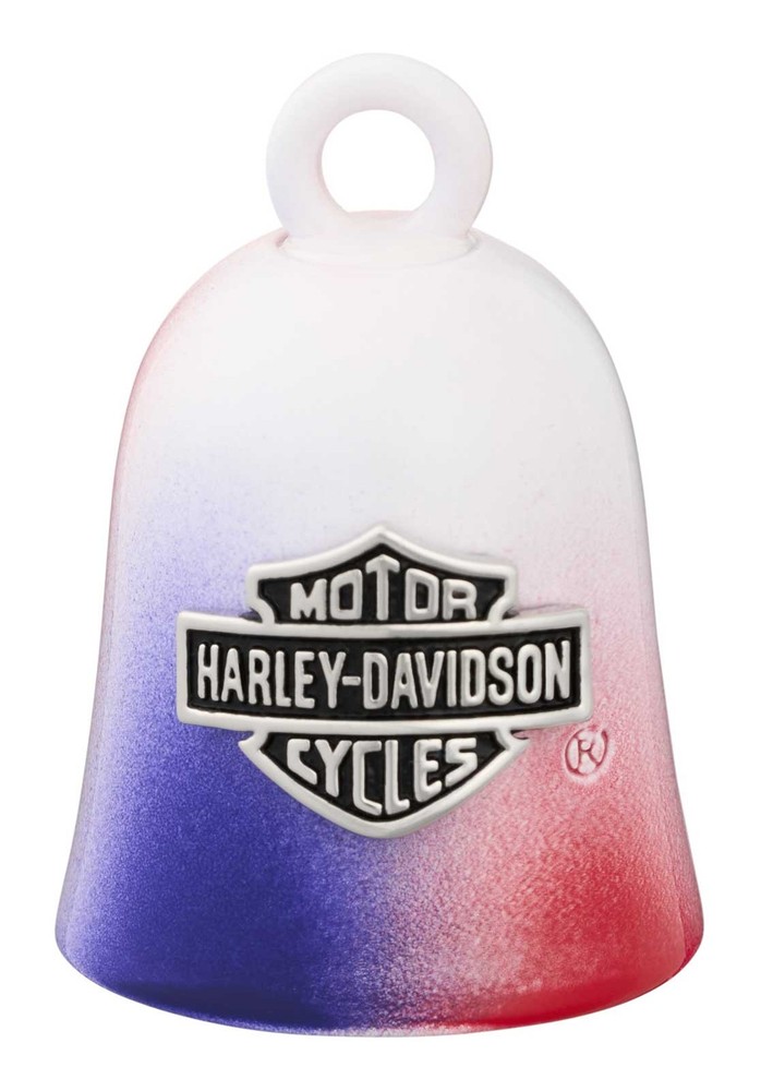 Harley-Davidson Bar & Shield Sprayed Red/White/Blue Ride Bell, Silver Finish