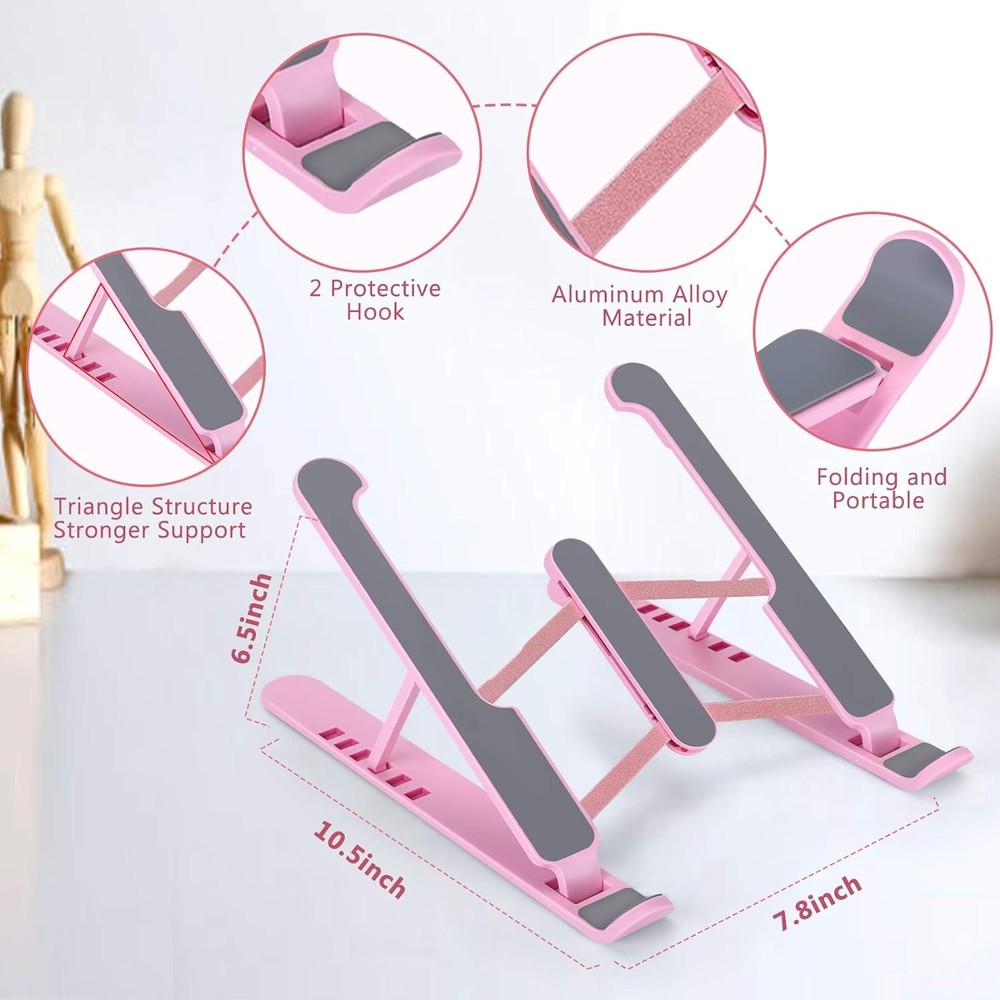 Portable Adjustable Laptop Stand Foldable Ergonomic Riser for Desk