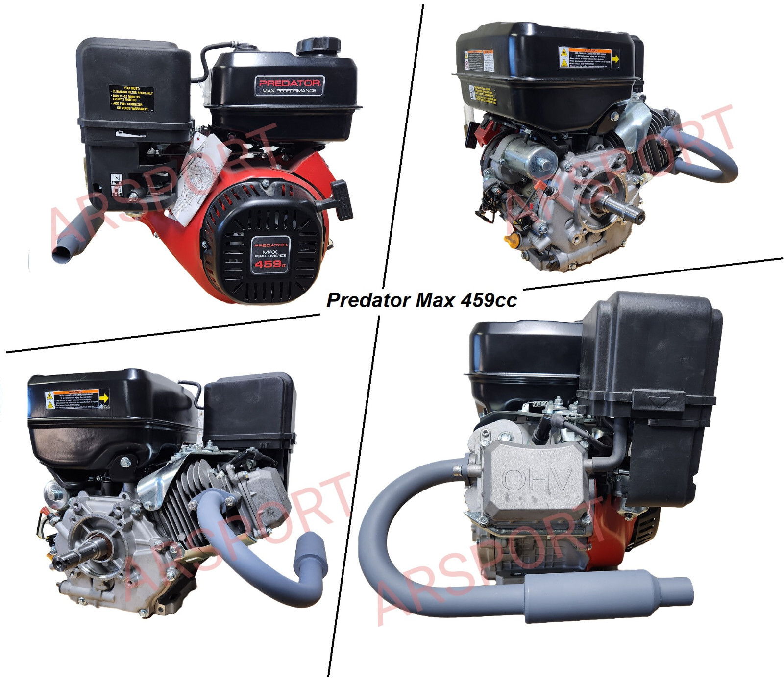 Exhaust & Muffler pipe for: Predator Max 459cc & Predator 301, 420. GX240, 270