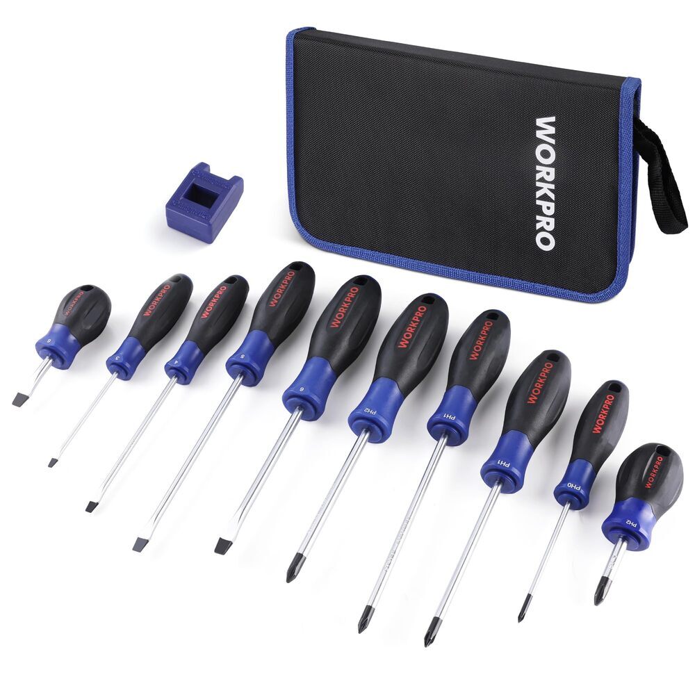 WORKPRO 10-Piece Magnetic Screwdriver Set Phillips Slotted Flat Head Screwdriver