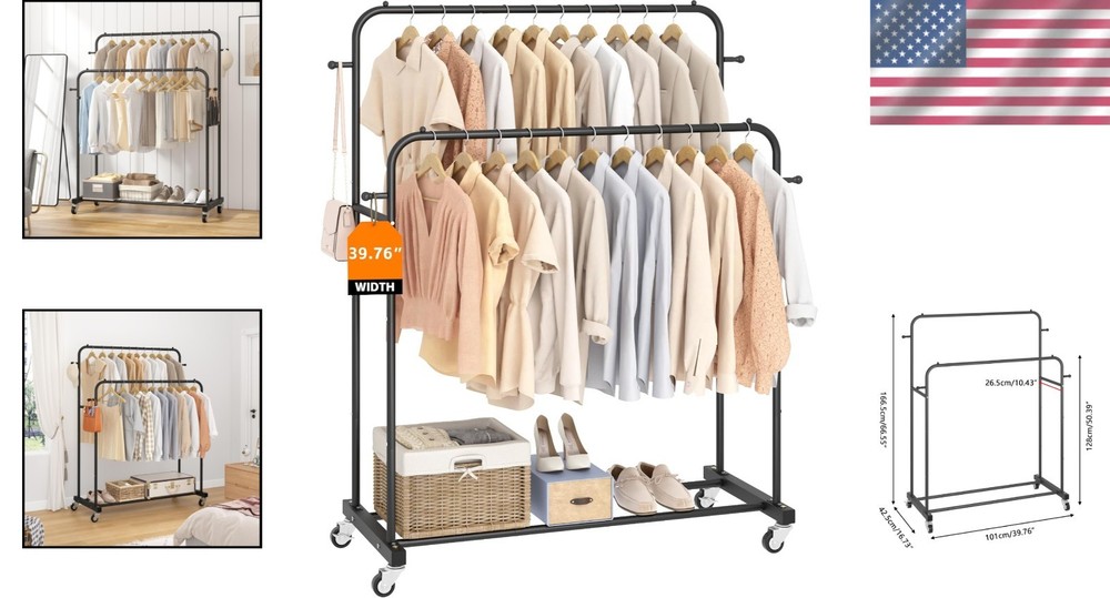 Portable Multi-functional Clothes Rack, Black